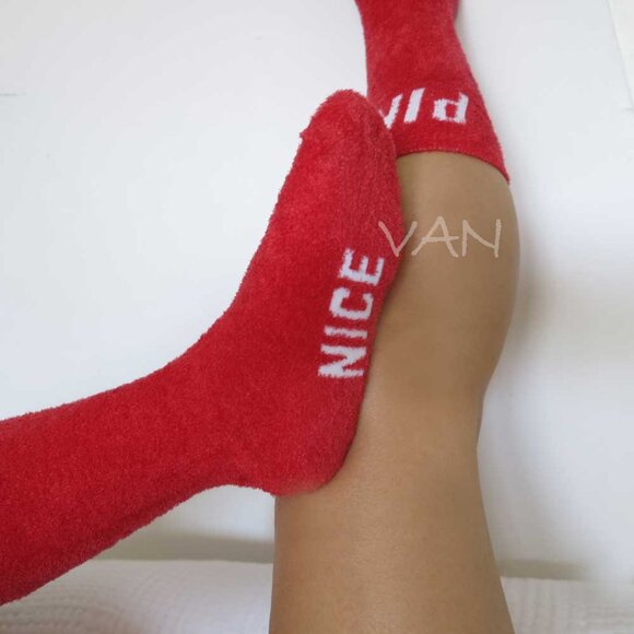 Victoria's Secret PINK Fuzzy Socks Naughty Nice NWOT - Picture 4 of 7